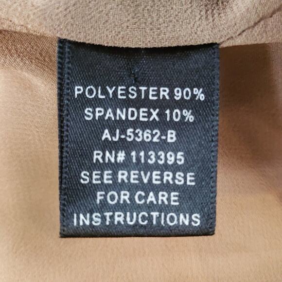 Aryn K Blazer Women S Tan & Cream Microfiber Waterfall Front Jacket Color Block - Picture 6 of 7